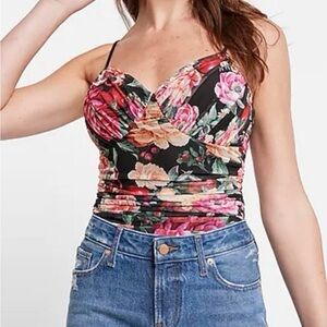 Express Floral Bodysuit - Black and Pink